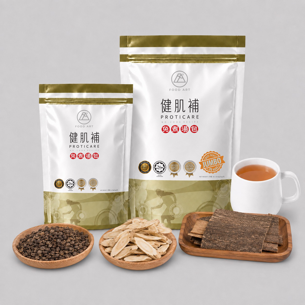 健肌補 包裝與草本材料